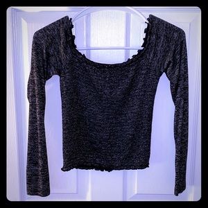 Off shoulder long sleeve shirt